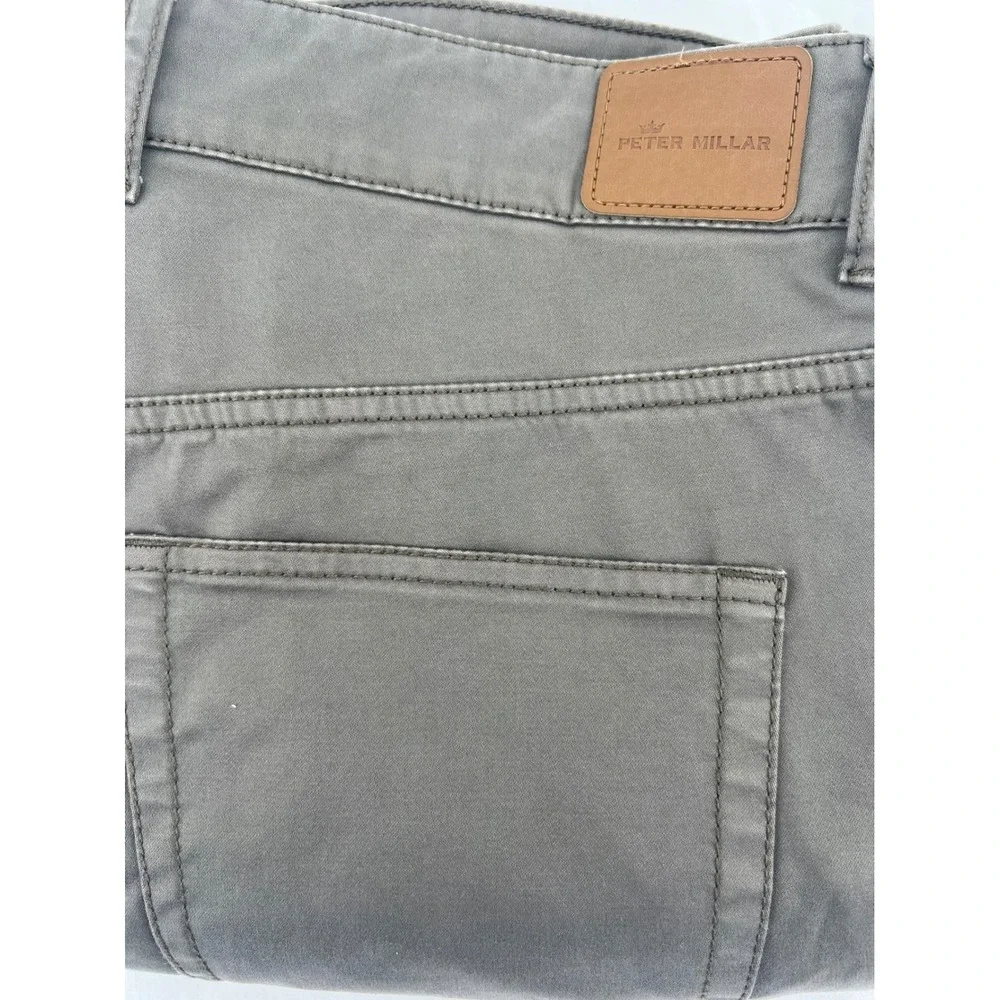 Peter Millar Mens Gray Chinos Pants Size 34 Flat Front Casual Business